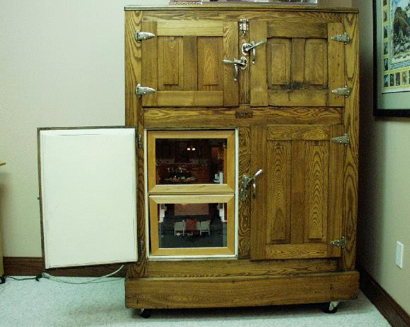 The ice box with one section open