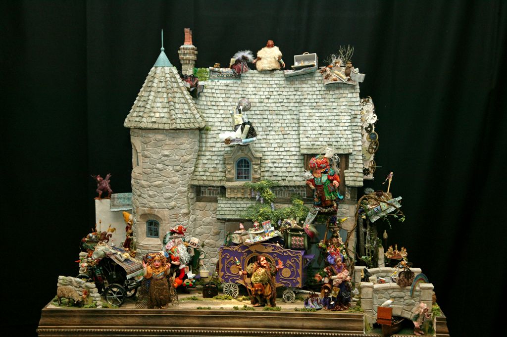 A dollhouse miniature fantasy with unique character dolls